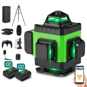 Nivel laser HGLINE 4D cu 16 linii, telecomanda, 2 baterii, verde si negru, trepied 120cm