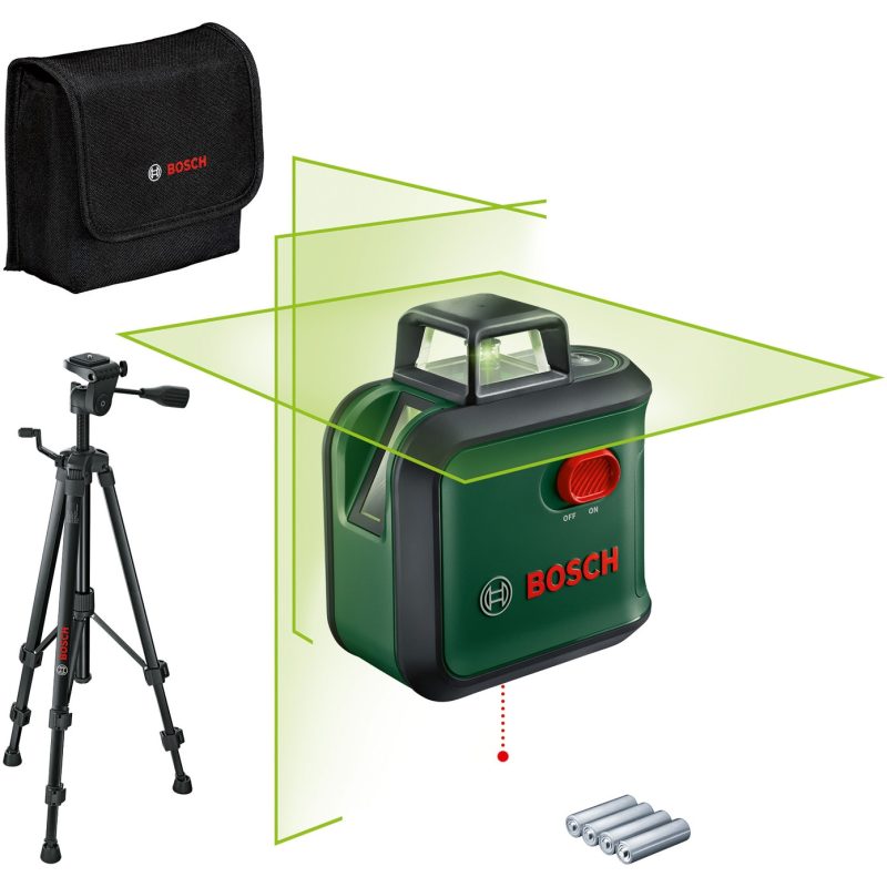 Nivela cu laser Bosch AdvancedLevel 360 Set 0603663BZ1, proiecteaza o linie orizontala la 360° si 2 linii verticale si punct de verticala, cu autonivelare, domeniu masurare 24...