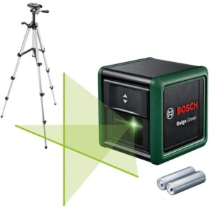 Nivela cu laser Bosch Quigo Green Set 0603663CZ1, 12 m domeniu lucru, 500-540 nm dioda laser, ± 0.6 mm/m precizie, ±4° autonivelare, 1/4" filet stativ, 2 baterii 1.5 V), sistem...