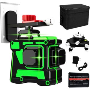 Nivela cu laser verde, 12 linii, orizontal, vertical, perimetral, prindere magnetica, uz interior si exterior, auto-nivelare, rotire 360 grade, acumulatori de schimb, 20x10x12...