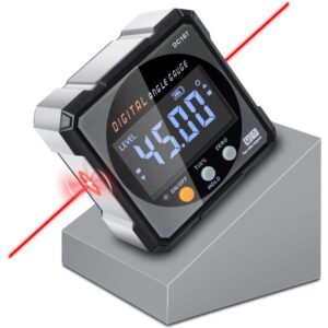 Nivela digitala inclinometru Cu laser, GOSTOCK®, Inclinometru Digital cu Baza Magnetica pe 4 Laturi, Afisaj LCD HD, Rezistent, Rapid, Stabil, Impermeabil, USB-C, IP54, Negru...