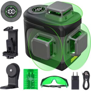 Nivela laser 3D, POPOMAN D8, Afisaj LCD, Laser de linie, laser cu linii transversale, laser de constructii, alimentat de baterie