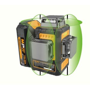 Nivela laser 3D, Unitate laser Osram, 3x360º, verde, 520 nm, acumulator Li-ion, cu cutie, MP20V, industrial, Tolsen