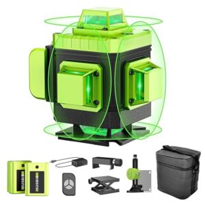 Nivela laser 4D cu 16 linii,4x360º, IP-54, Platforma de ridicare, cu autonivelare, domeniu lucru 30 m, cu Telecomanda, Negru/Verde