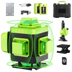Nivela laser 4D cu 16 linii, Darklove, 360°, Platforma de ridicare, cu autonivelare, Telecomanda, Lumina verde, Negru/Verde