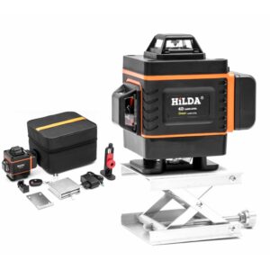 Nivela laser 4D, Hilda, Profesionala, 16 linii, 4x360º, IP-54, Precizie milimetrica, Portocaliu/Negru