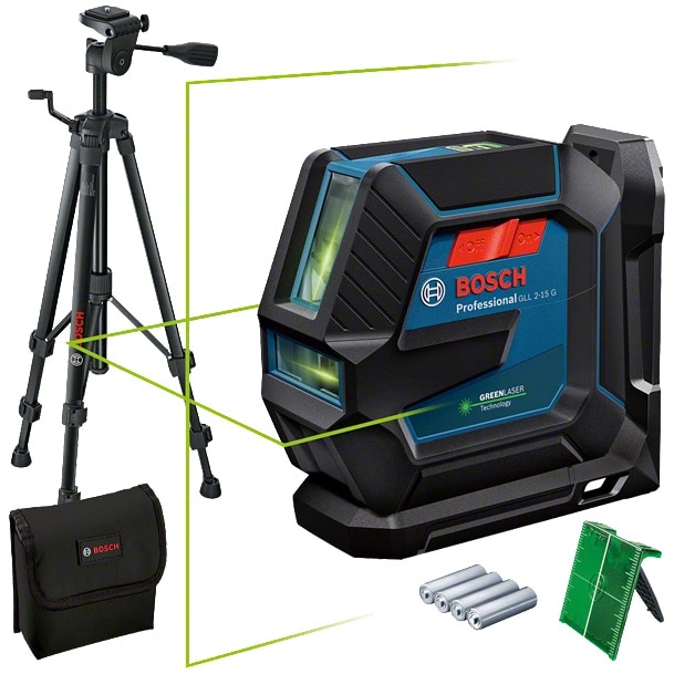 Nivela laser cu linii Bosch Professional 0601063W01, 15 m domeniu maxim lucru, ± 0.3 mm/m precizie lucru, ± 4° domeniu autonivelare, IP 64, suport universal LB 10, placuta...