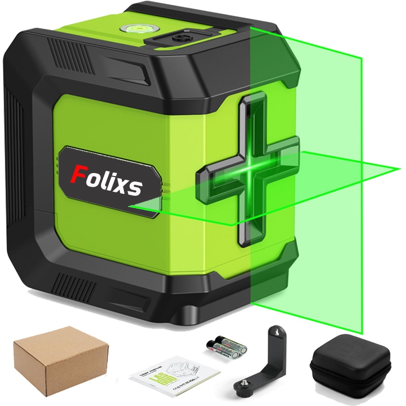 Nivela laser, Folixs®, 360° grade cu 2 linii in cruce, 30m, IP54, precizie ± 0.5 mm/m, ± 4° domeniu de autonivelare, Patru moduri de lucru, Verde