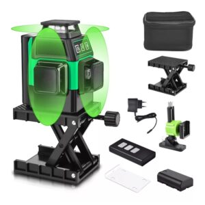 Nivela laser, SHAWTY, 360° grade, 12 Linii, 30m, ± 4° domeniu de autonivelare, Cu accesorii, 23x20x10 cm, Negru/Verde